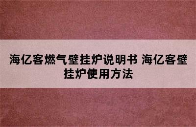 海亿客燃气壁挂炉说明书 海亿客壁挂炉使用方法